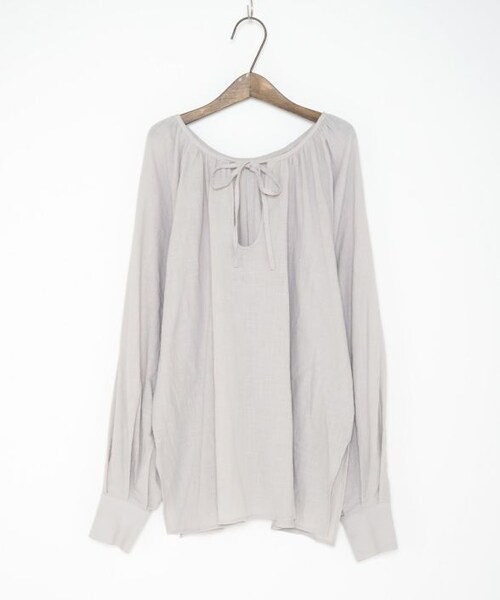 Crisp（クリスプ）の「カームギャザーチュニック[c1R2908]（シャツ/ブラウス・レディース・グレー/アイボリー/レッド・FREE）」の5枚目の写真