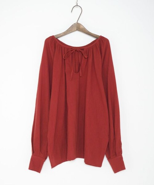 Crisp（クリスプ）の「カームギャザーチュニック[c1R2908]（シャツ/ブラウス・レディース・グレー/アイボリー/レッド・FREE）」の6枚目の写真