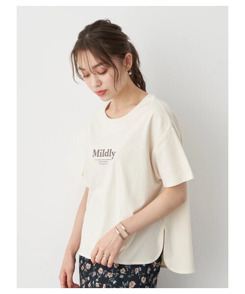 earth music&ecology（アースミュージックアンドエコロジー）の「MildlyロゴTシャツ（トップス・オフホワイト/チャコールグレー/ライトベージュ/ライトパープル・F）」の3枚目の写真