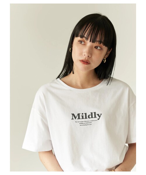 earth music&ecology（アースミュージックアンドエコロジー）の「MildlyロゴTシャツ（トップス・オフホワイト/チャコールグレー/ライトベージュ/ライトパープル・F）」の15枚目の写真