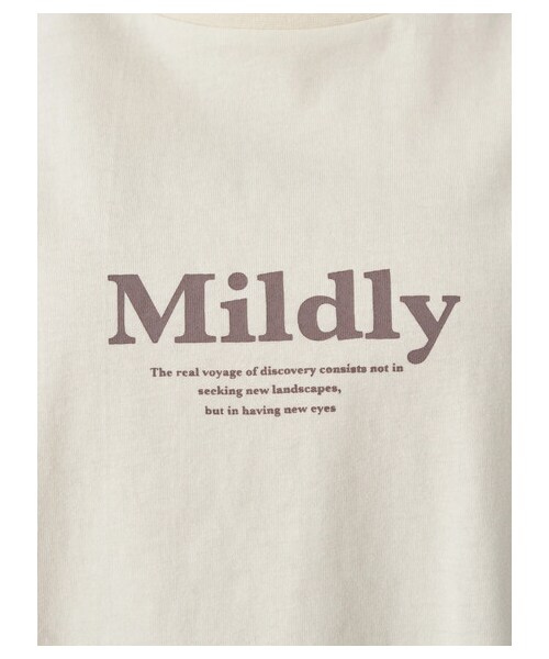 earth music&ecology（アースミュージックアンドエコロジー）の「MildlyロゴTシャツ（トップス・オフホワイト/チャコールグレー/ライトベージュ/ライトパープル・F）」の6枚目の写真