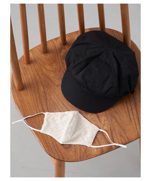 earth music&ecology（アースミュージックアンドエコロジー）の「ツイルキャスケットマスクセット（帽子・ブラック/ライトベージュ/ブラウン・F）」の2枚目の写真