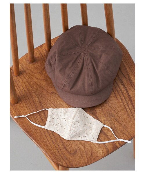 earth music&ecology（アースミュージックアンドエコロジー）の「ツイルキャスケットマスクセット（帽子・ブラック/ライトベージュ/ブラウン・F）」の4枚目の写真