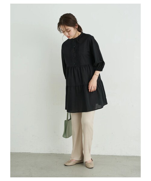 earth music&ecology(アースミュージックアンドエコロジー)の「<WEB限定大きな・小さなサイズ>すきな丈カットリブパンツ(パンツ・ブラック/ブラウン/ミント/エクリュ・XS/L)」の9枚目の写真