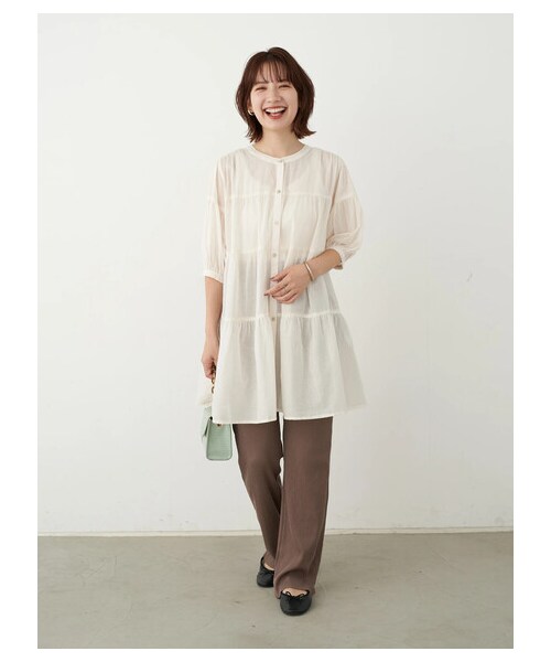 earth music&ecology(アースミュージックアンドエコロジー)の「<WEB限定大きな・小さなサイズ>すきな丈カットリブパンツ(パンツ・ブラック/ブラウン/ミント/エクリュ・XS/L)」の14枚目の写真