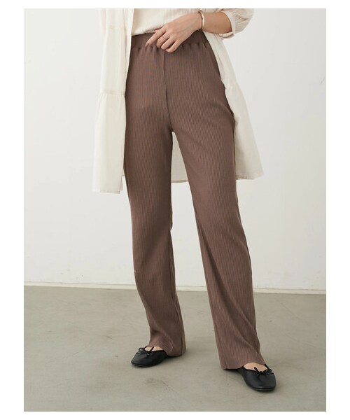 earth music&ecology(アースミュージックアンドエコロジー)の「<WEB限定大きな・小さなサイズ>すきな丈カットリブパンツ(パンツ・ブラック/ブラウン/ミント/エクリュ・XS/L)」の12枚目の写真