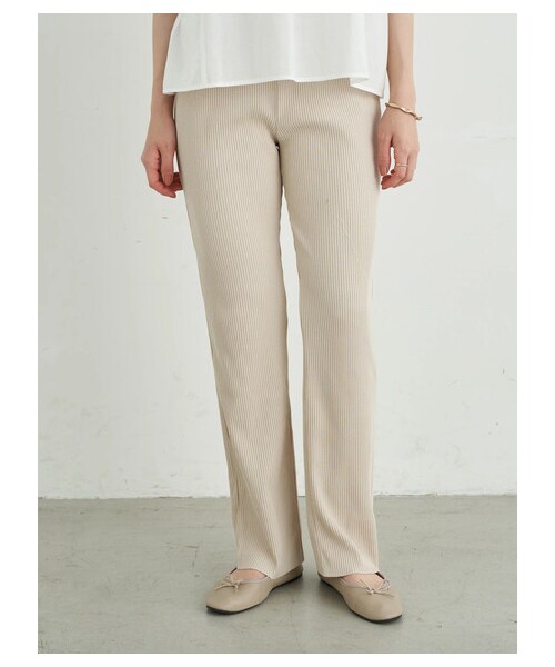 earth music&ecology(アースミュージックアンドエコロジー)の「<WEB限定大きな・小さなサイズ>すきな丈カットリブパンツ(パンツ・ブラック/ブラウン/ミント/エクリュ・XS/L)」の1枚目の写真