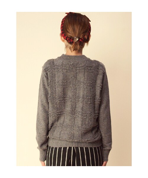 w closet(ダブルクローゼット)の「アンゴラ混チェック柄ニットプルオーバー(トップス・レディース・ベージュ/サックス/チャコール・FREE)」の6枚目の写真