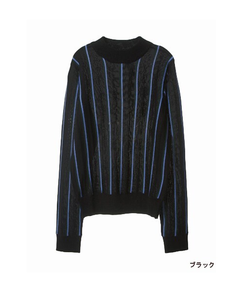 w closet（ダブルクローゼット）の「12Gストライプハイネックプルオーバー（トップス・レディース・グレー/グリーン/ブラック・FREE）」の4枚目の写真