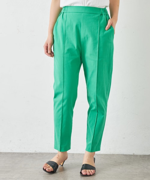 BONbazaar（ボンバザール）の「【大人気追加販売！新色登場】ピンタックテーパード麻混パンツ（その他パンツ・レディース・グリーン/ブルー/ブラック/ピンク・F）」の3枚目の写真
