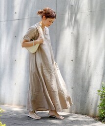 Deuxieme Classe リネン ノーカラー カフタンガウン Deuxieme Classe リネン カフタンガウン Caftan gown