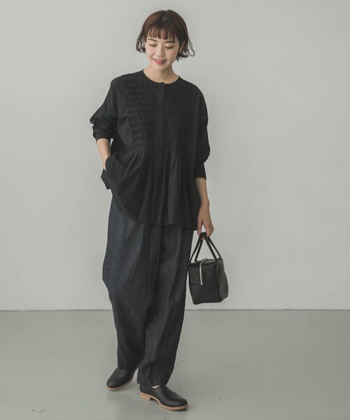 かぐれ（カグレ）の「コットンピンタックブラウス（その他・レディース・OFF WHITE/BLACK・FREE）」の12枚目の写真