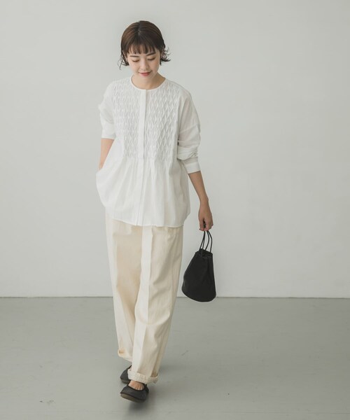 かぐれ（カグレ）の「コットンピンタックブラウス（その他・レディース・OFF WHITE/BLACK・FREE）」の21枚目の写真