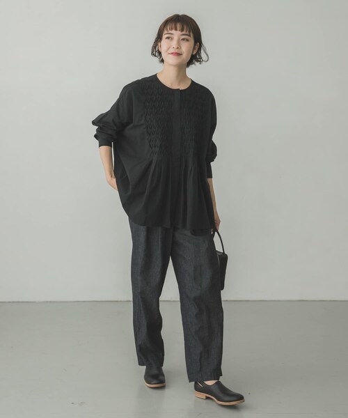 かぐれ（カグレ）の「コットンピンタックブラウス（その他・レディース・OFF WHITE/BLACK・FREE）」の8枚目の写真