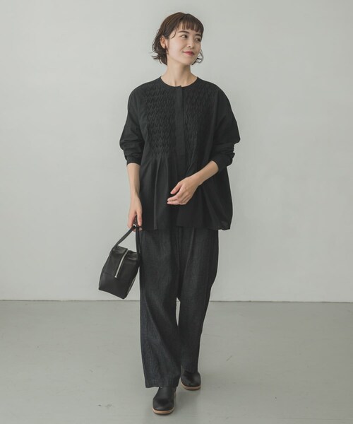 かぐれ（カグレ）の「コットンピンタックブラウス（その他・レディース・OFF WHITE/BLACK・FREE）」の7枚目の写真