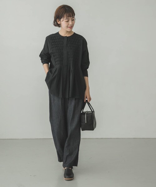 かぐれ（カグレ）の「コットンピンタックブラウス（その他・レディース・OFF WHITE/BLACK・FREE）」の10枚目の写真