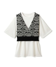 GRL（グレイル）の「バックレースアップニットビスチェXTシャツセット（セットアップ）」