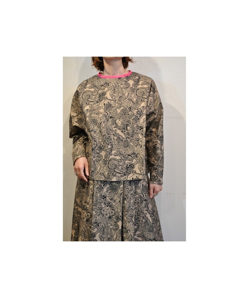 Thomas magpie（トーマスマグパイ）の「ゼンタングルプリントトップス（シャツ/ブラウス・レディース・ホワイト/ブラウン・one）」の2枚目の写真