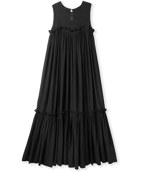 GRL(グレイル)の「キャミワンピース付きドッキングティアードワンピース(ワンピース・レディース・ブラック・S)」の1枚目の写真