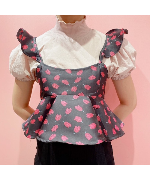 lilLilly（リルリリー）の「チューリップジャガードトップス（トップス・レディース・PINK/RED）」の13枚目の写真
