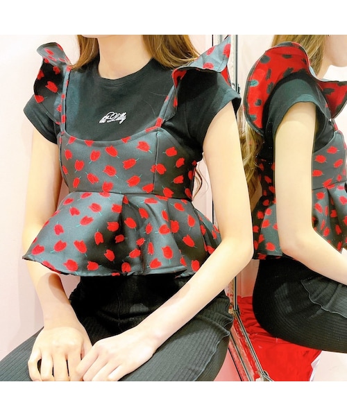 lilLilly（リルリリー）の「チューリップジャガードトップス（トップス・レディース・PINK/RED）」の14枚目の写真