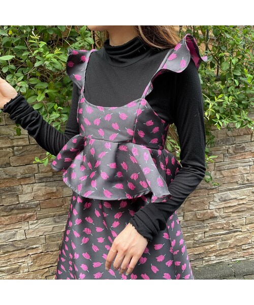 lilLilly（リルリリー）の「チューリップジャガードトップス（トップス・レディース・PINK/RED）」の9枚目の写真