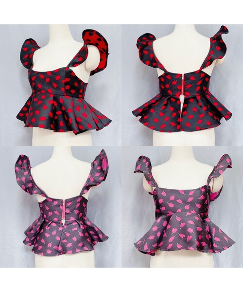 lilLilly（リルリリー）の「チューリップジャガードトップス（トップス・レディース・PINK/RED）」の3枚目の写真