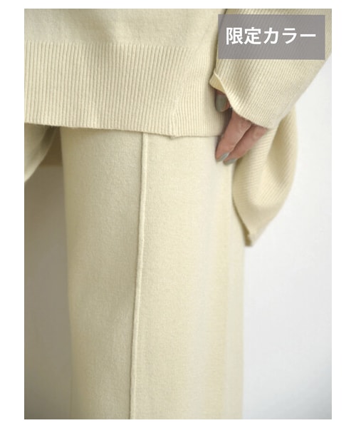 AMERICAN HOLIC（アメリカンホリック）の「センタータックニットパンツ（パンツ・アイボリー/キャメル/ブラック・S/M/L）」の6枚目の写真