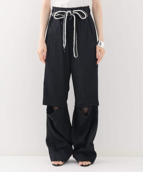 livingtone relaxed open knee denim pants 