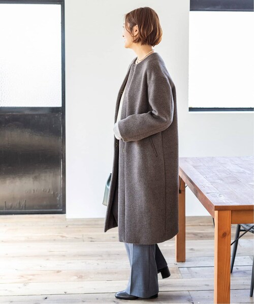 IENA（イエナ）の「ラムウールノーカラーロングコート◆（その他・グレー/34/36/38）」の7枚目の写真