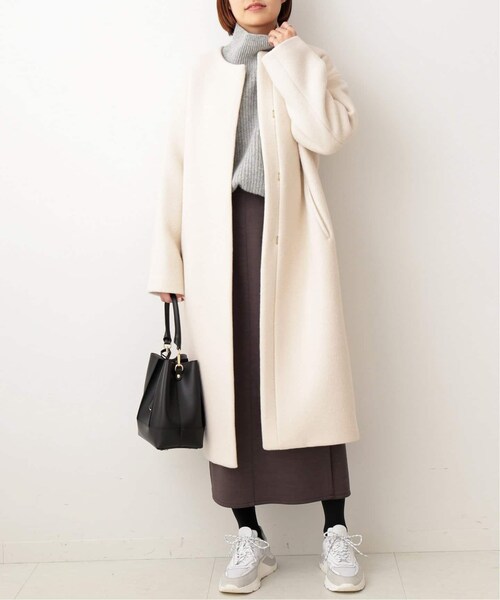 IENA（イエナ）の「ラムウールノーカラーロングコート◆（その他・グレー/34/36/38）」の2枚目の写真