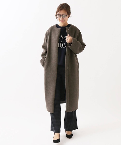 IENA（イエナ）の「ラムウールノーカラーロングコート◇（）」 - WEAR