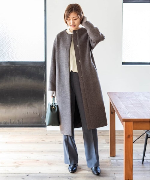 IENA（イエナ）の「ラムウールノーカラーロングコート◇（）」 - WEAR