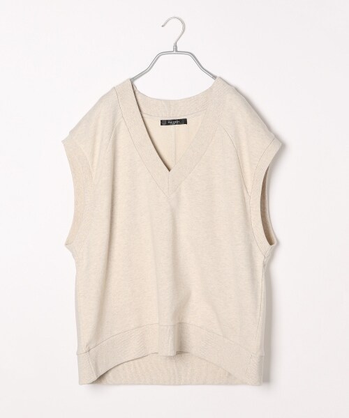 PAGEBOY（ページボーイ）の「ウラケVネックBIGベスト（トップス・レディース・ブラック/杢オートミール・F）」の2枚目の写真