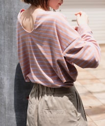 Kastane | ボーダーBACKあきロンT(Tシャツ/カットソー)