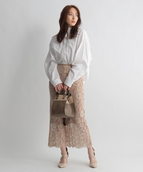 Andemiu（アンデミュウ）の「ペンシルレーススカート（スカート・ブラウン/ベージュ/ブルー・S/M）」の7枚目の写真