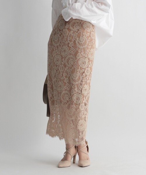Andemiu（アンデミュウ）の「ペンシルレーススカート（スカート・ブラウン/ベージュ/ブルー・S/M）」の11枚目の写真