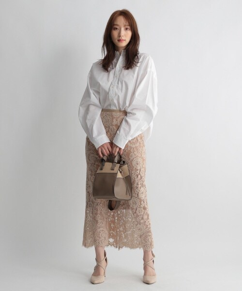 Andemiu（アンデミュウ）の「ペンシルレーススカート（スカート・ブラウン/ベージュ/ブルー・S/M）」の6枚目の写真