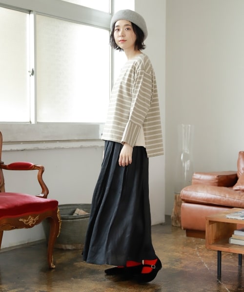 studio CLIP(スタディオクリップ)の「リネン100グルカタックスカート(スカート・ブラック/イエロー/グリーン・M/L)」の7枚目の写真