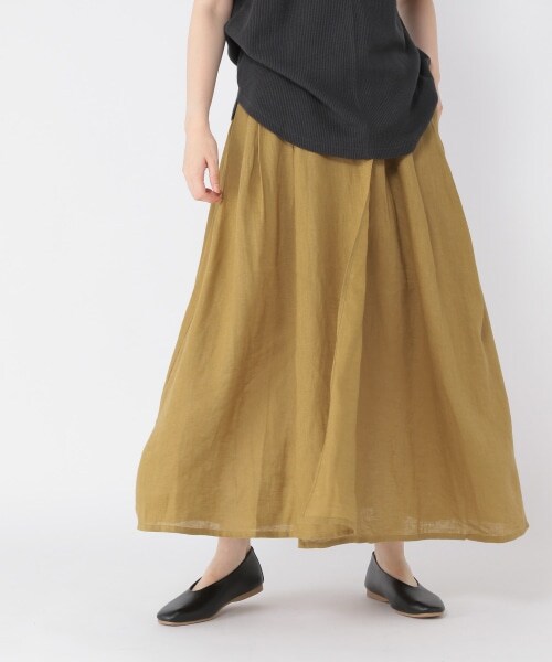 studio CLIP(スタディオクリップ)の「リネン100グルカタックスカート(スカート・ブラック/イエロー/グリーン・M/L)」の8枚目の写真