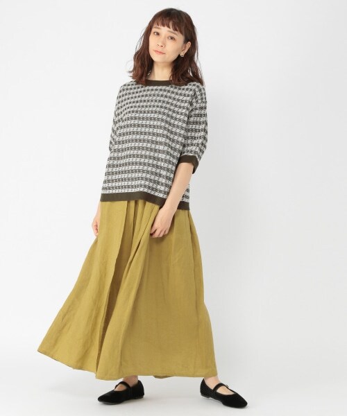 studio CLIP(スタディオクリップ)の「リネン100グルカタックスカート(スカート・ブラック/イエロー/グリーン・M/L)」の12枚目の写真