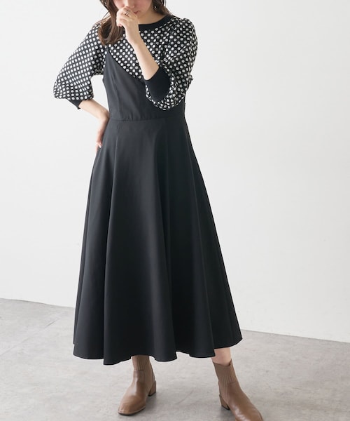 natural couture(ナチュラルクチュール)の「【大好評リバイバルアイテム】バックリボンパイピングキャミワンピース(ワンピース・レディース・モカ/レンガ/パープル/ブラック・FREE)」の2枚目の写真