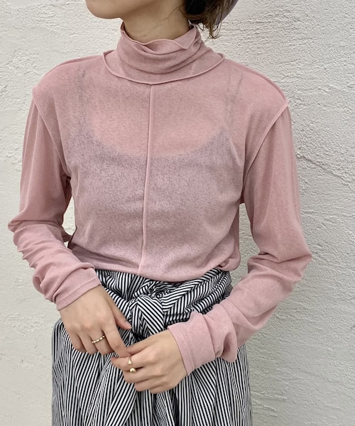 Kastane（カスタネ）の「ハイネックストレッチインナー（Tシャツ/カットソー・レディース・アイボリー/パープル/ピンク/モカ・F）」の3枚目の写真