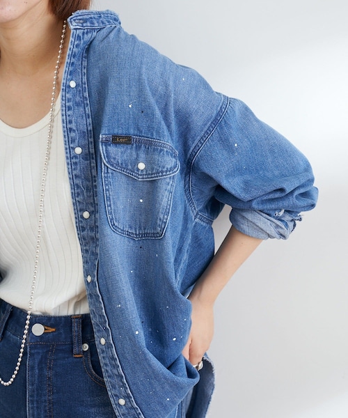 CIAOPANIC TYPY（チャオパニックティピー）の「【Lee×CIAOPANIC TYPY】ダメージデニムBIGシャツ（シャツ/ブラウス・レディース・ブルー/ブラック・S）」の2枚目の写真