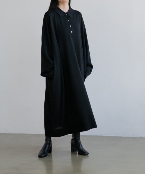 LOWRYS FARM(ローリーズファーム)の「POLO KNIT ONE PIECE(ワンピース/ドレス・ブラック/グレー/ピンク・F)」の1枚目の写真
