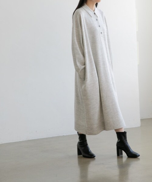 LOWRYS FARM(ローリーズファーム)の「POLO KNIT ONE PIECE(ワンピース/ドレス・ブラック/グレー/ピンク・F)」の2枚目の写真