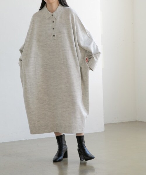 LOWRYS FARM(ローリーズファーム)の「POLO KNIT ONE PIECE(ワンピース/ドレス・ブラック/グレー/ピンク・F)」の4枚目の写真