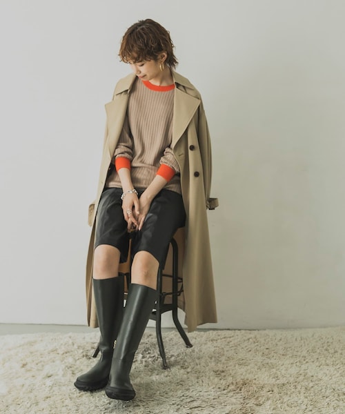 URBAN RESEARCH(アーバンリサーチ)の「【WEB限定】バイカラーコンパクトリブニット(その他・レディース・BEIGE×ORG/OFF×GREGE/BLACK×GRN・FREE)」の9枚目の写真