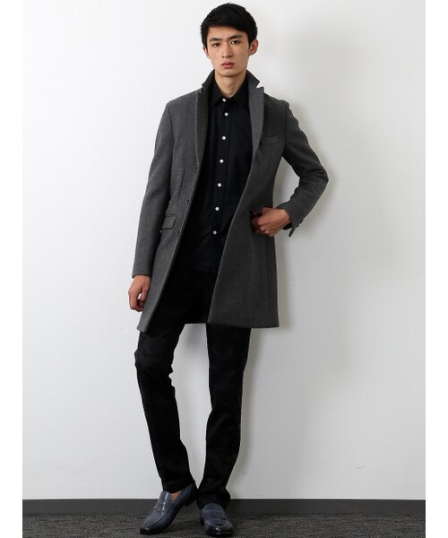 ABAHOUSE（アバハウス）の「メルトンチェスターコート（ジャケット/アウター・メンズ・グレー/ボルドー/ベージュ/ネイビー・2/3/4）」の7枚目の写真