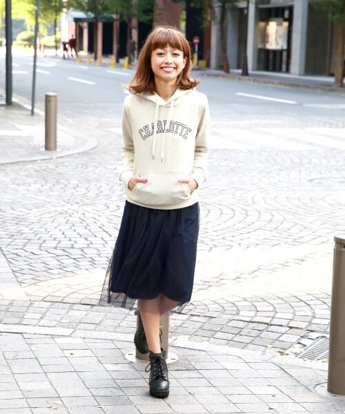 Heather（ヘザー）の「ウラケフードトップス長袖（トップス・レディース・オフホワイト/ピンク系/ネイビー・FREE）」の8枚目の写真